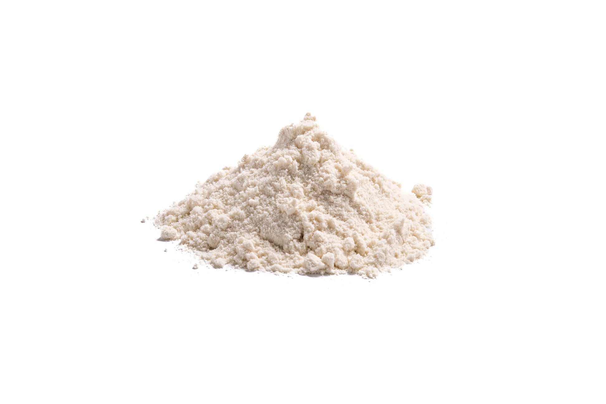 Whey Protein in a small heap against a white background